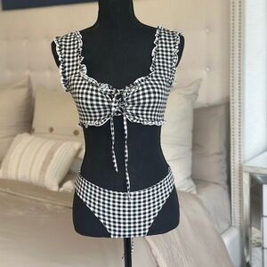 Black & White Gingham Bikini Set